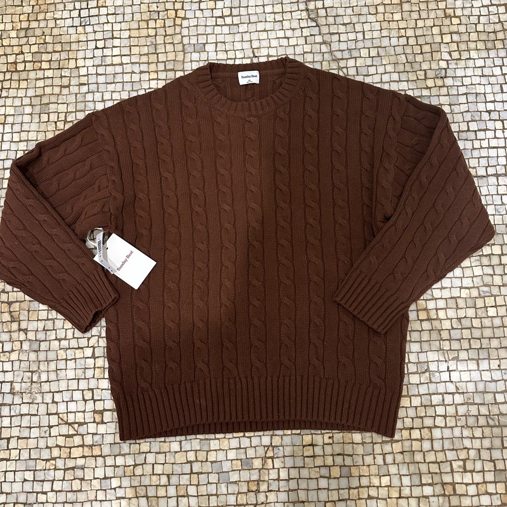 Aritzia Sunday Best Peggy Crew Cable Knit Sweater